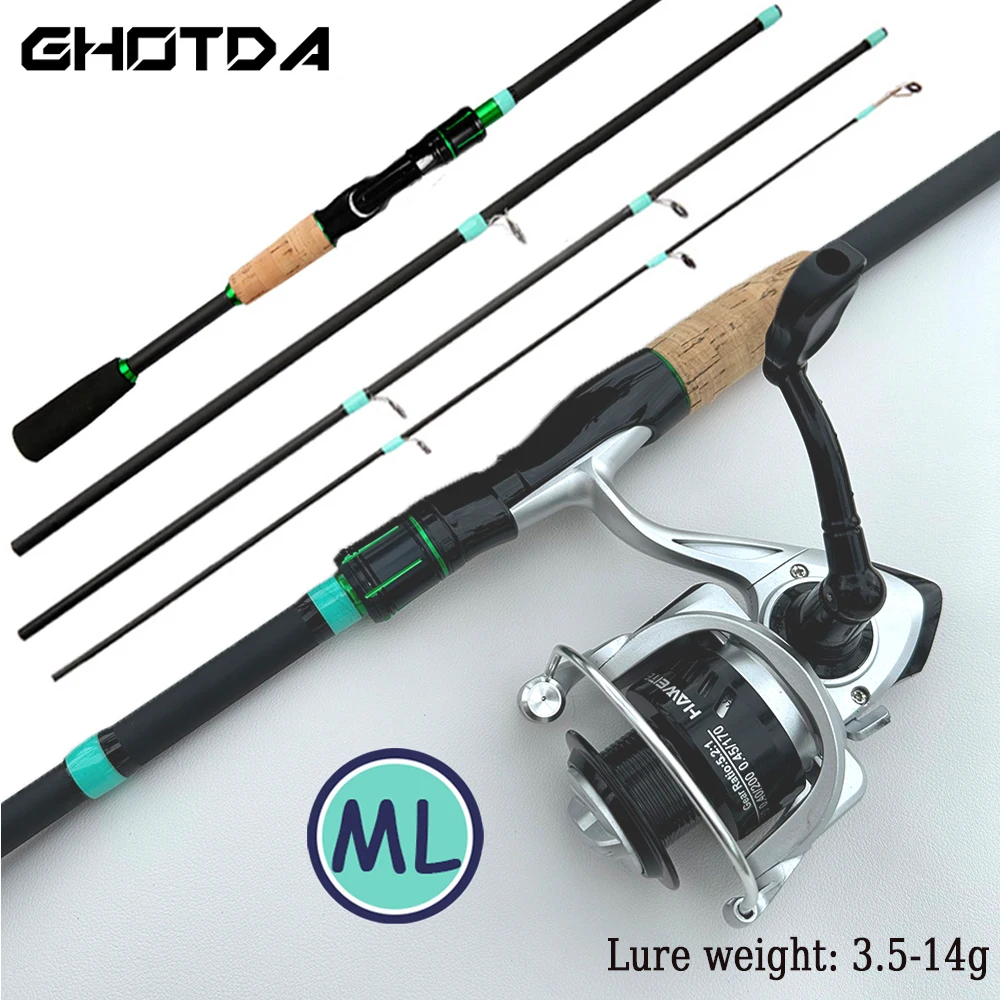 

GHOTDA Fishing Kit 4/5 Sections1.8-2.1m Lure Fish Rod and Reel Jigging Fishing Set Carbon Fiber Rods Metal Spool Spinning Wheel