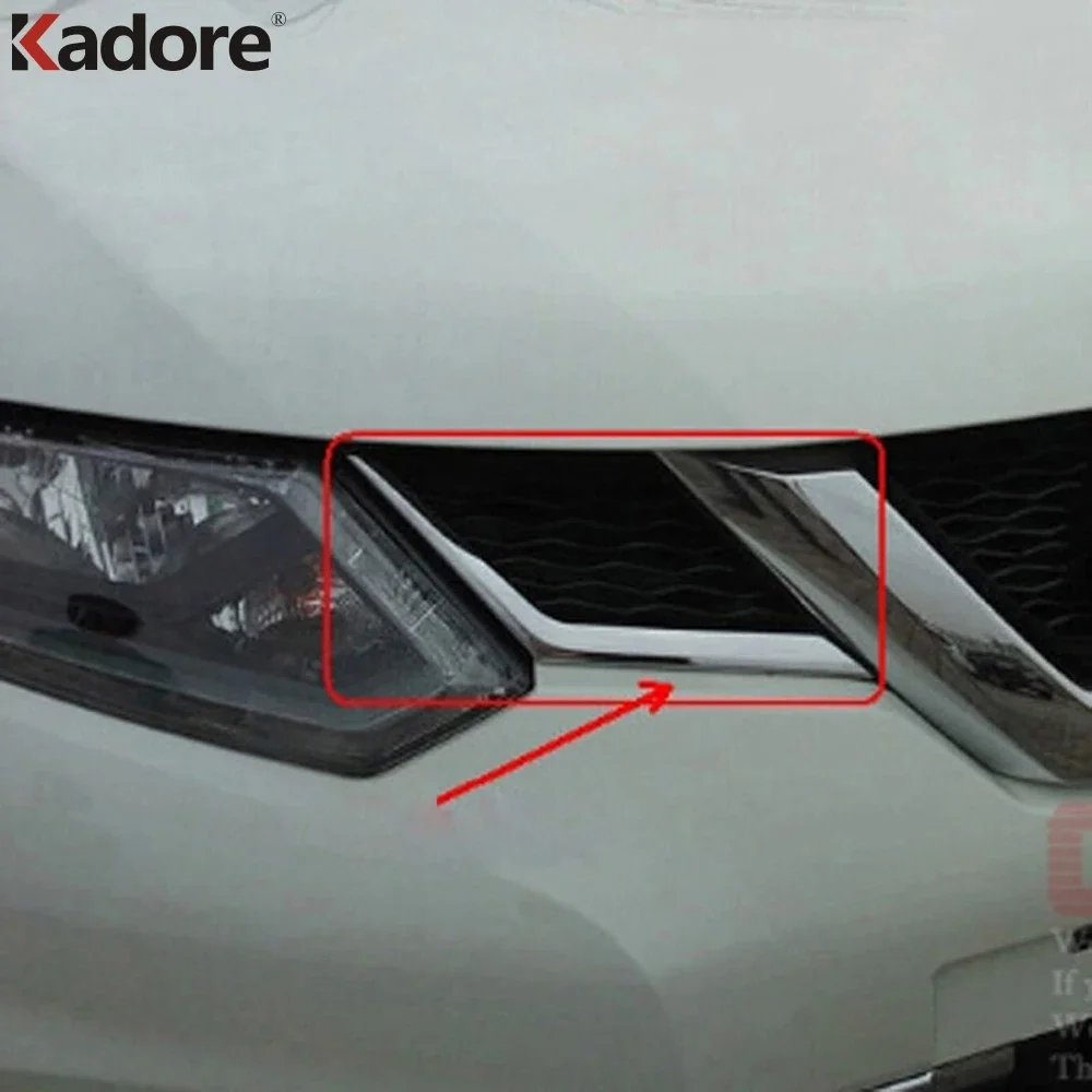 Front Center Grille Grills Cover Trim For Nissan X-Trail Rogue T32 2014 2015 2016 2017 Chrome Car Accessories Racing Grill Strip