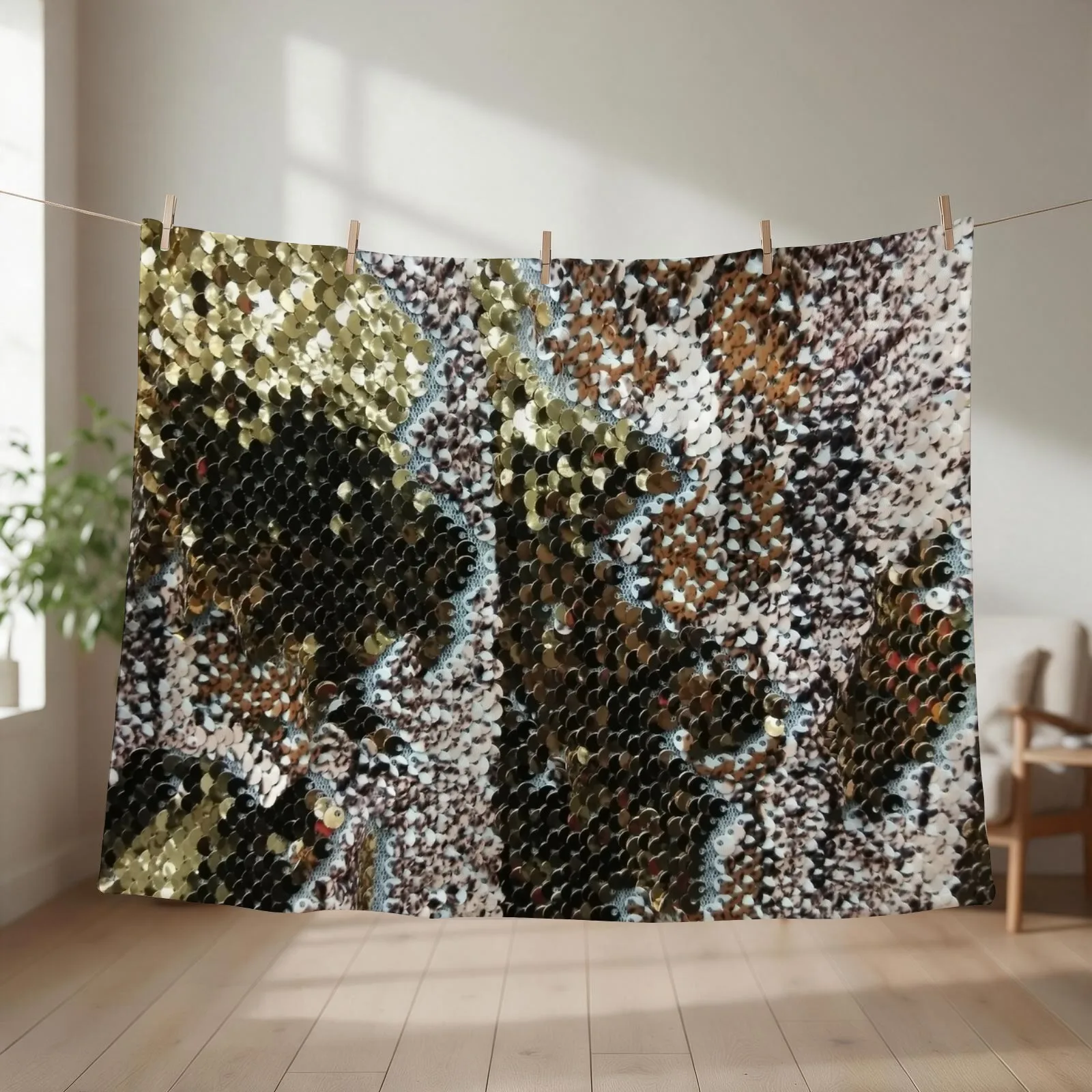 Sequins in Snake Skin Pattern Throw Blanket couch cozy soft plush fuzzy picnic outdoor blanket