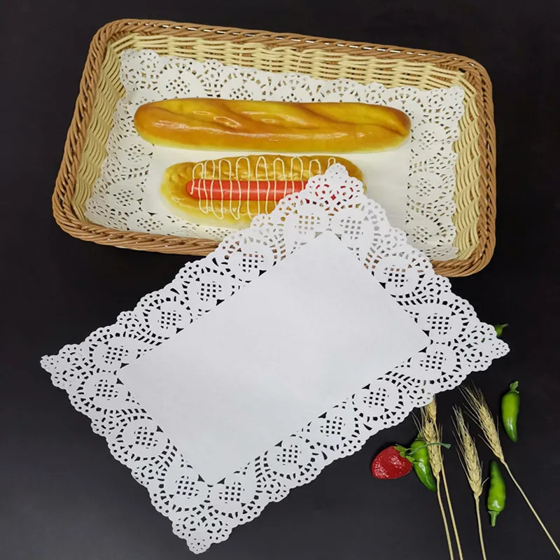 

140 Pcs/Pack Rectangular Paper Lace Doilie Wedding White Christmas Coasters Baking Placemat Craft Table Decoration