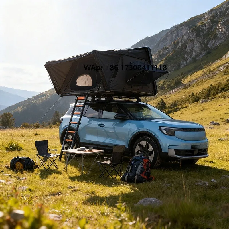 SNDN Ultra Light Rooftop Tent 4wd Offroad Car Outdoor Camping 4 Person ABS Hard Shell Roof Top Tent Side Opening with Sunshade