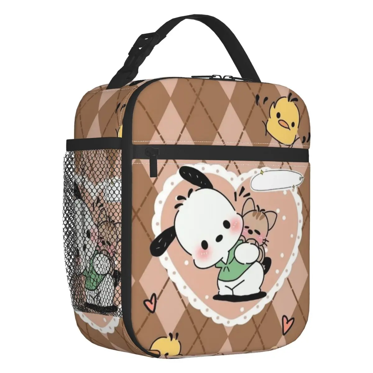 

Custom Pochacco Girly Heart Thermal Insulated Lunch Bag My Melody Pattern Resuable Lunch Tote for School Office Outdoor Food Box
