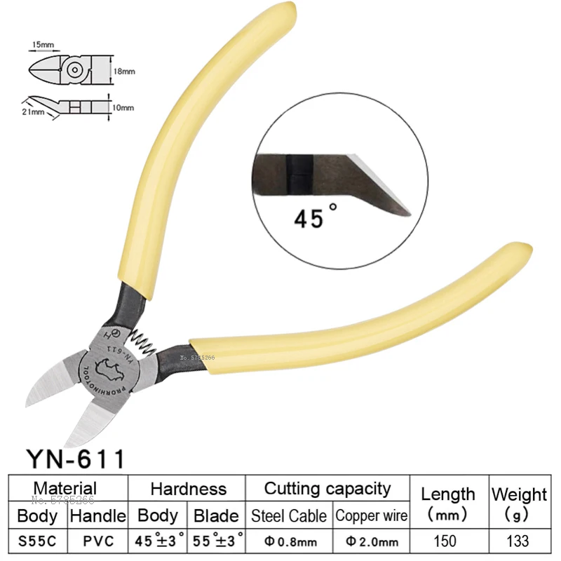 PRO RHINO TOOLS 45 or 90 Degree Curved Blade Plastic Nippers Diagonal Cutting Pliers