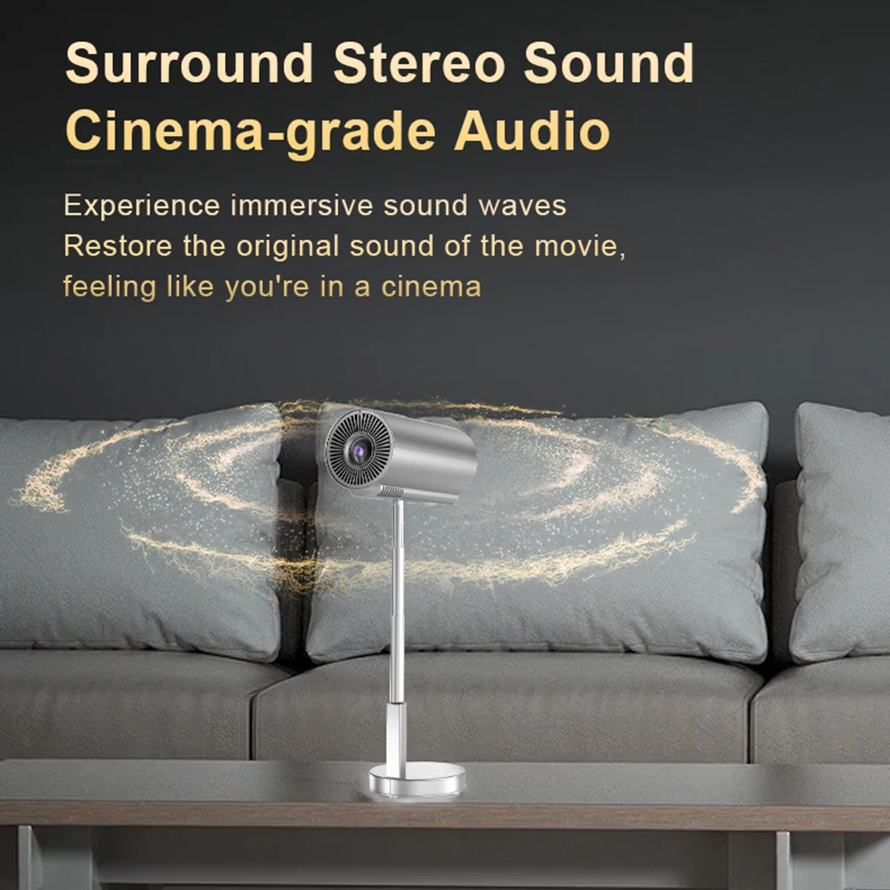 Retractable Projector 720P Home Theater Android 13 Video Projector Support 4K Decoding 120in Display Movie Projector with Retrac