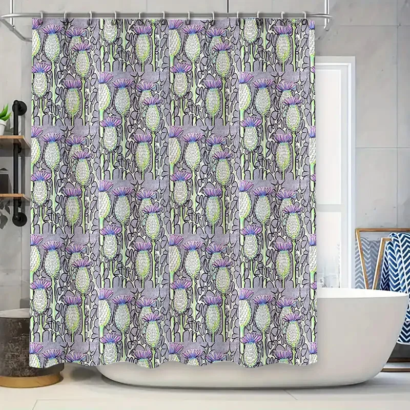 

Floral Shower Curtain Botanical Pattern Bathroom Decor Waterproof Fabric Liner Vintage Farmhouse Style Washable Curtains