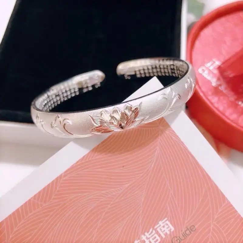 

9999 Matte Bracelet Silver Bangle Mom And Elders