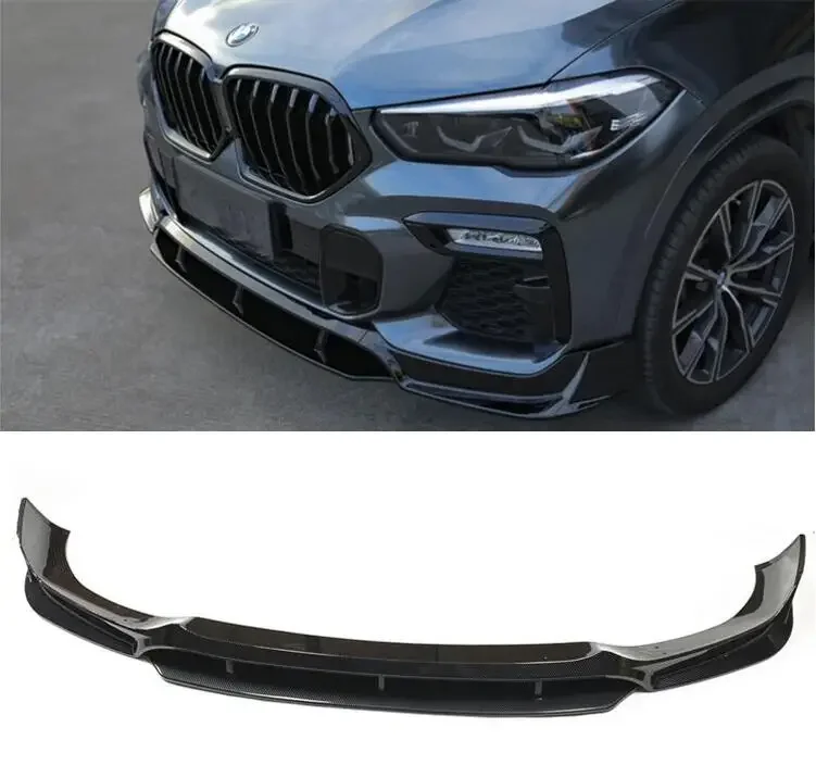 4PCS/SET ABS CARBON FRONT BUMPER SPOILER LIP SPLITTERS WIND KNFE For BMW X5 G05 2019 2020 2021 2022 2023