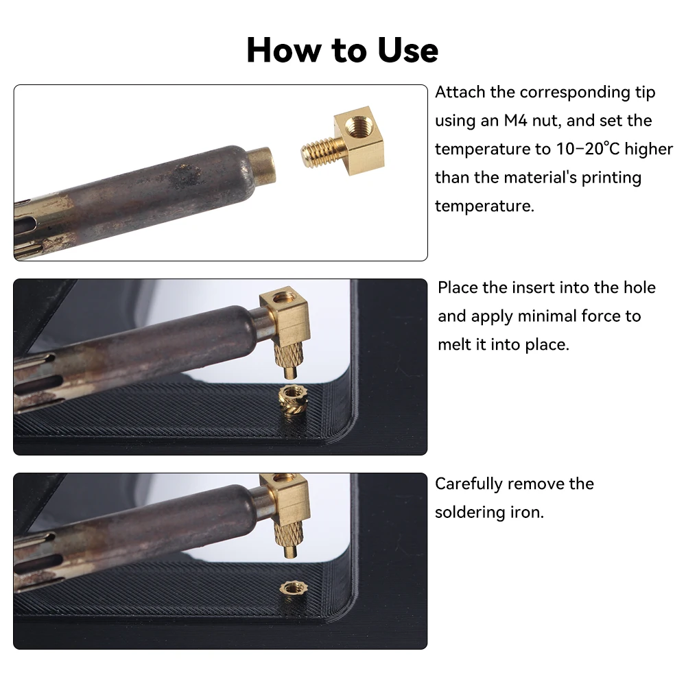 Toaiot Hot-Melt Nut Press-in Head 90° Connector for M4 Adapter Easy To Use And High Quality Tool For 3D Printer Parts view 4