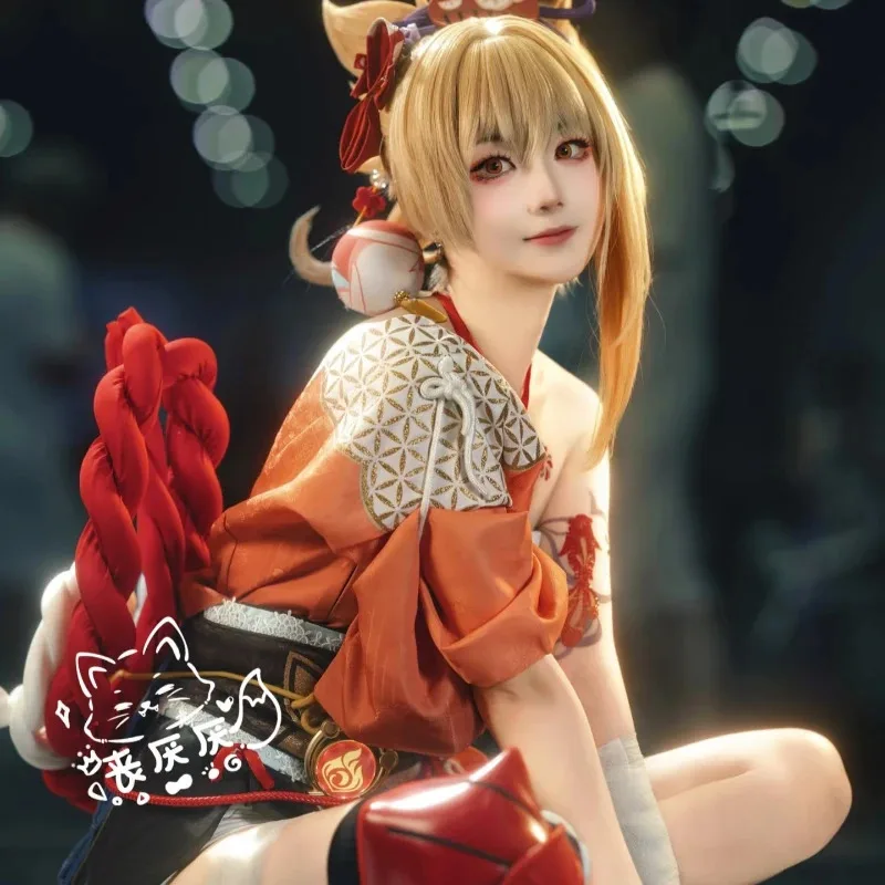 لعبة جينشين إمباكت Yoimiya أزياء تنكرية ريوكينكا هانابي شعر مستعار للرقص للنساء شخصية أنيمي الهالوين كرنفال لعب الأدوار