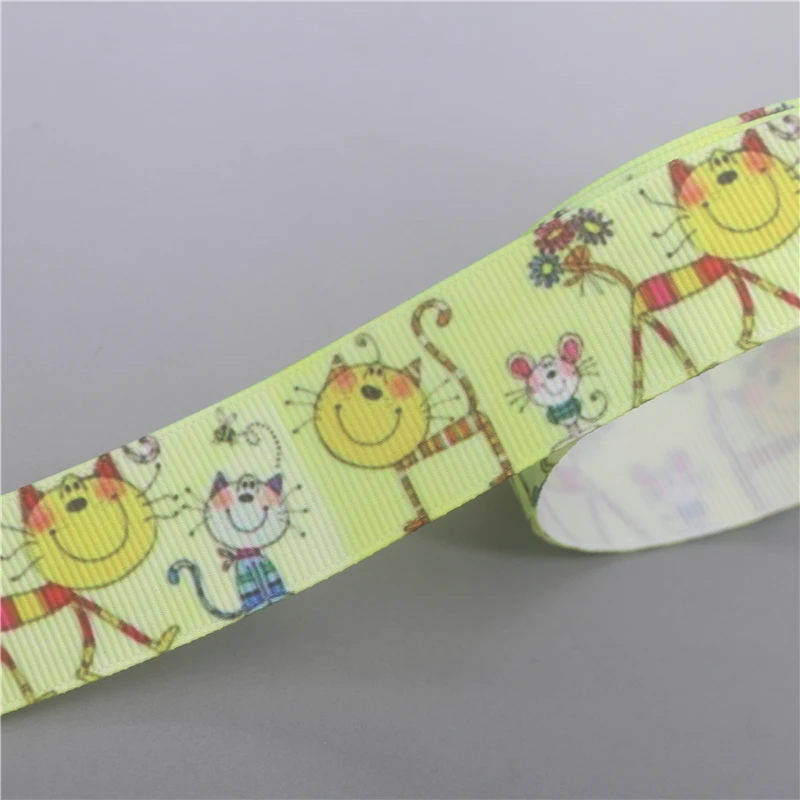 DHK 7/8\'\' 5yards Cat Dog Paw Printed Grosgrain Ribbon Accessories Material Headwear Decoration DIY Sewing Craft C2019