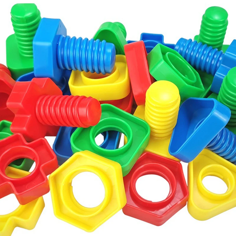 4개/세트 다채로운 플라스틱 조립 나사 혼합 모양 인터랙티브 DIY 너트와 볼트 색상 모양 인지 장난감 교육용 도구 ZYF