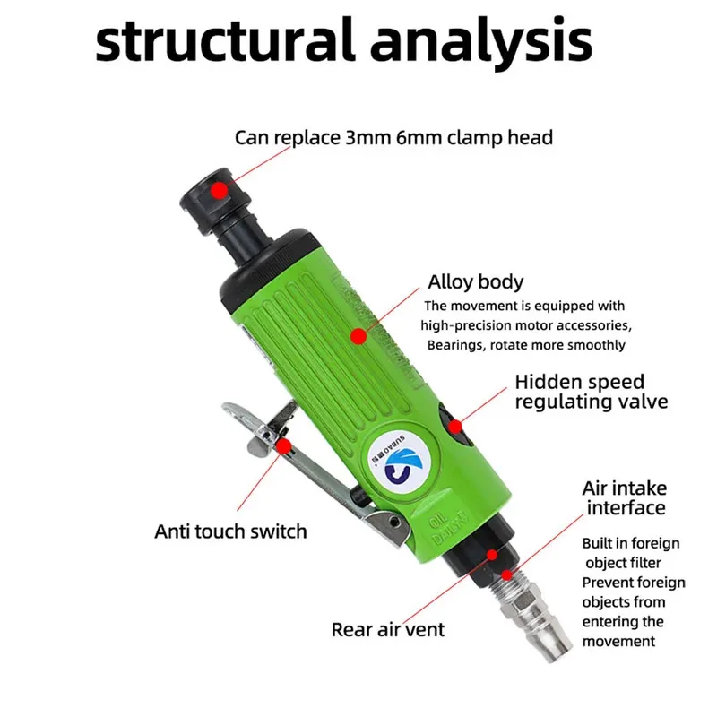 SUBAO Multifunctionele pneumatische slijpmachine Gegraveerde slijpmachine voor polijsten en schuren Roestontbramen