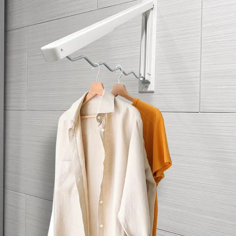 Retractable Clothes Drying Rack Folding Clothes Hanger Collapsible Closet Organizer Space Saving Wall Mounted Laundry Rack