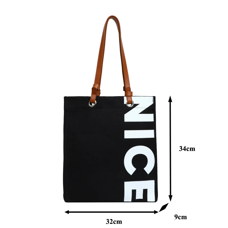 Canvas Women's Bag Letter Shoulder Cross Bag Eco Bag Korean Shopping Messenger Bag Y2K Handbags School Side Bag Tote Pockets