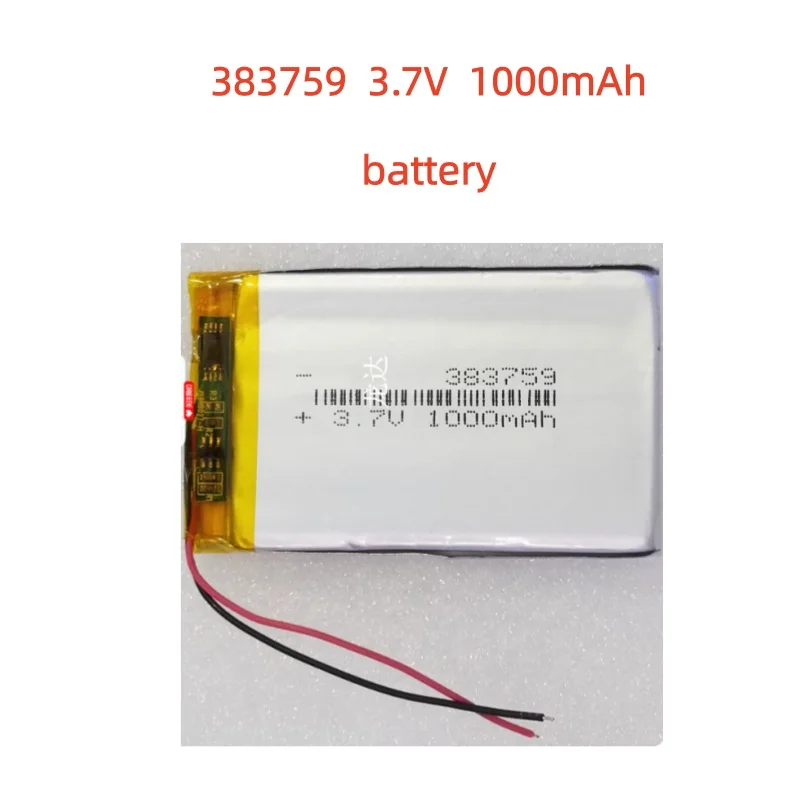 

383759 1000mAh 3.7v lithium battery For dashcam CarCam F2000LHD DVR GPS Portable DVD phone E-book 254060 304060 303860