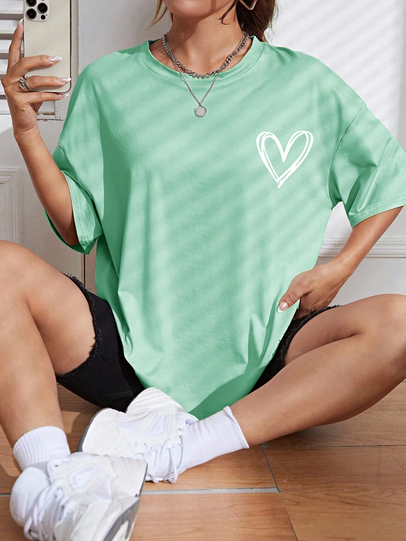 Eenvoudige liefde bedrukte dames T-shirts zomer ademende kleding casual mode korte mouw straat oversized alle match T-shirts