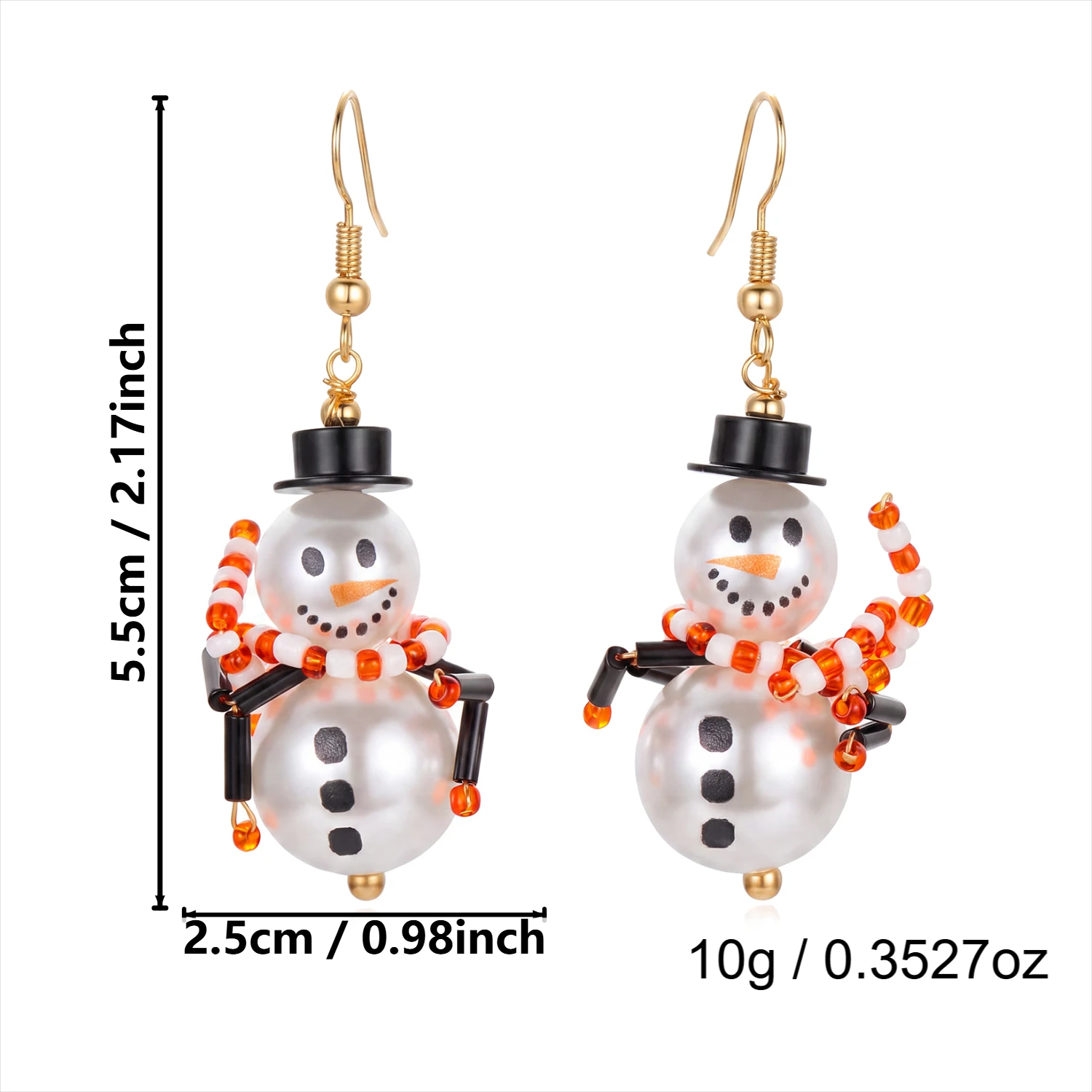 Neues Design Schal-Ohrringe mit Weihnachts-Schneemann für Damen Imitationsperlen Schneemann-Ohrringe Partyschmuck – Detail 6