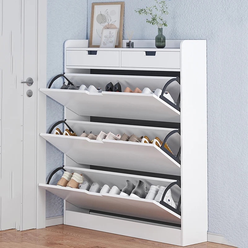 Modern White Simple Wooden Shoe Cabinets Spaace Saaving Entrance Vertical Shoe Cabinets Multilayer Design Sapateira Furniture