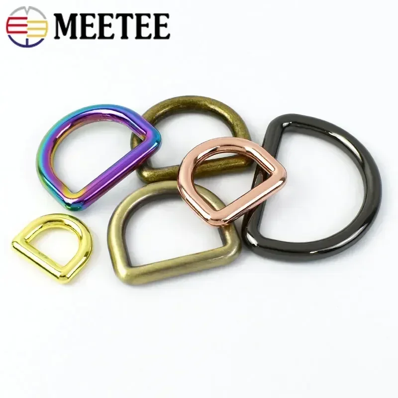 Fivelas do anel do metal D para a correia do saco, colar do cão Webbing Fecho Loop, ofício de couro DIY, 10mm, 13mm, 15mm, 20mm, 25mm, 32mm, 38mm, PCes 20