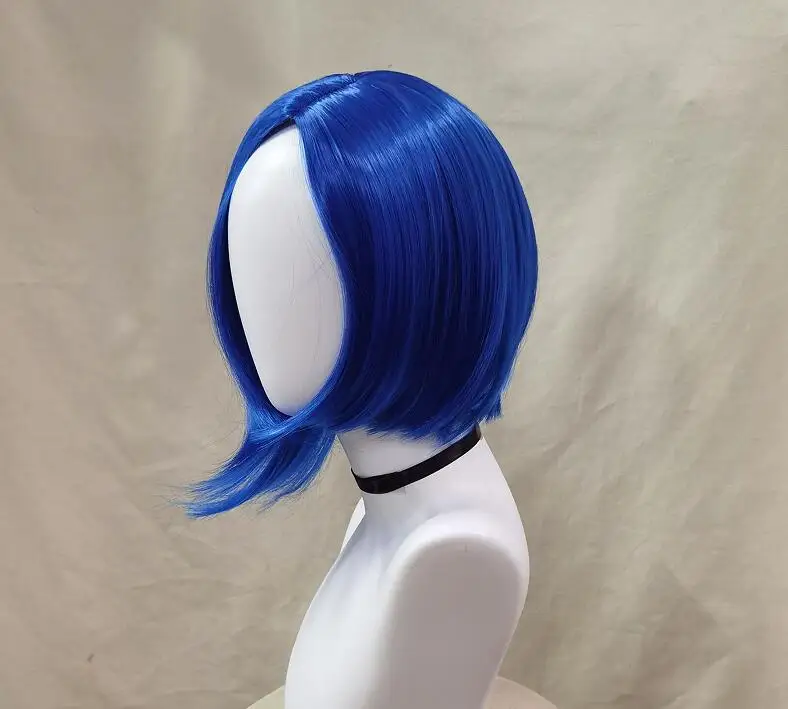 Traurigkeit Blaue Bob-Perücke mit Mädchen, blaue Anime-Perücke, Damen, hitzebeständig, synthetische Cosplay-Kostüm-Party-Perücke (blau)