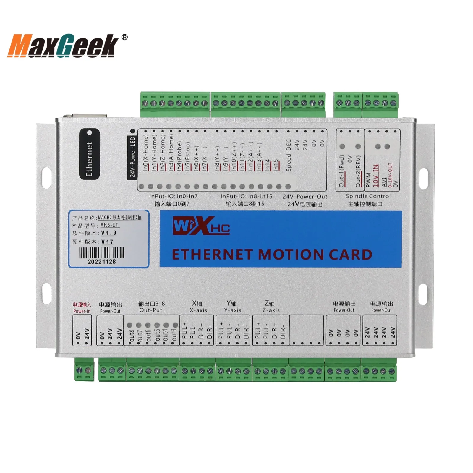 Maxgeek 3/4/6 Axis Mach3 CNC Controller Board Ethernet Motion Card Ethernet Port CNC Motion Controller