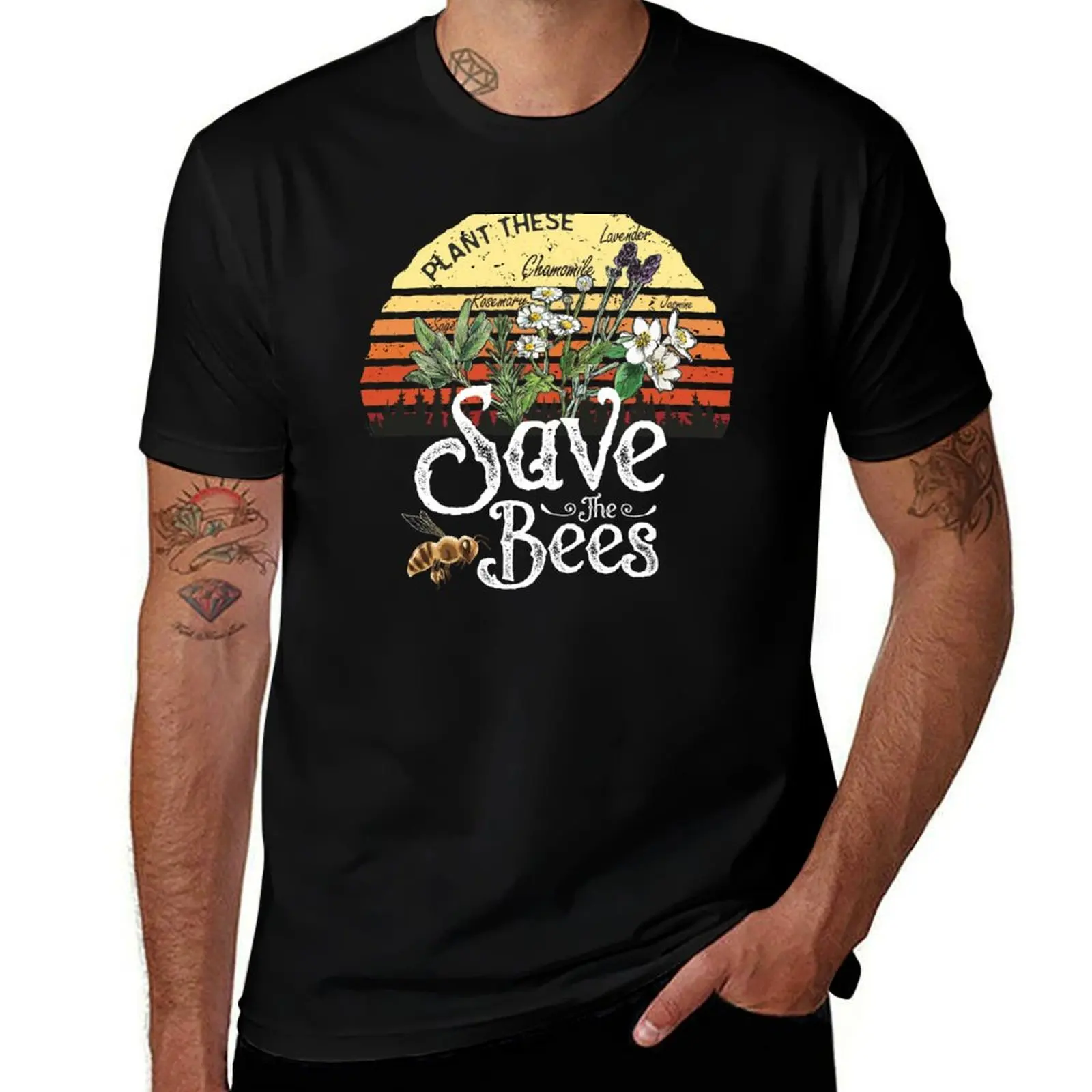 

Vintage Plant These Save The Bees T-Shirt Basic Plain Tee for Spring and Summer
