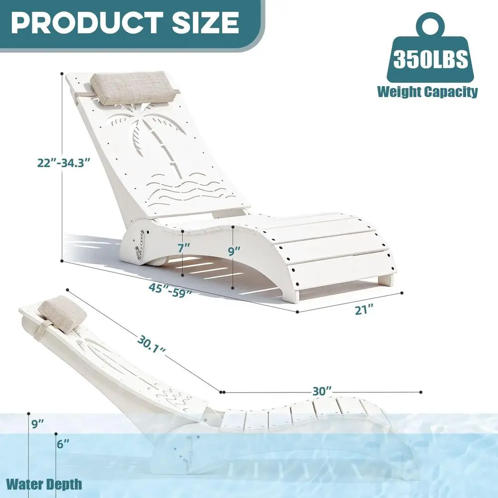 

Комплект из 2 шезлонгов для бассейна, шезлонги из HDPE для загорания, выдерживающие до 9 дюймов, устойчивые к выцветанию, с регулируемой спинкой в 3 положениях