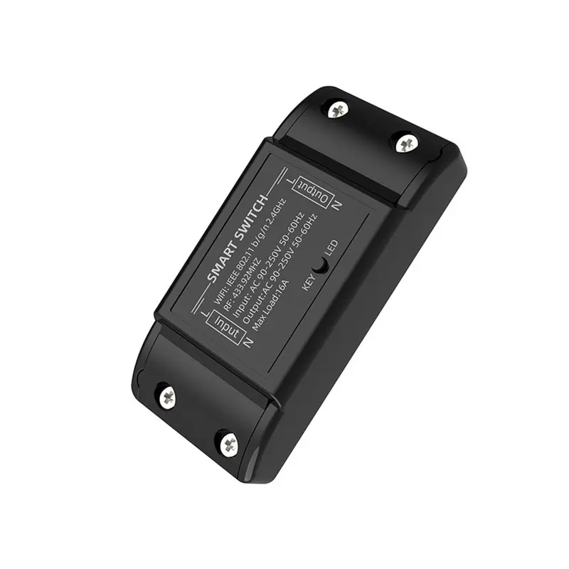 New Tech 2X Wifi+433Mhz Switch Smart Home Automation Relay Module Wireless Remote Control Switch Supports APP Voice Control Blac