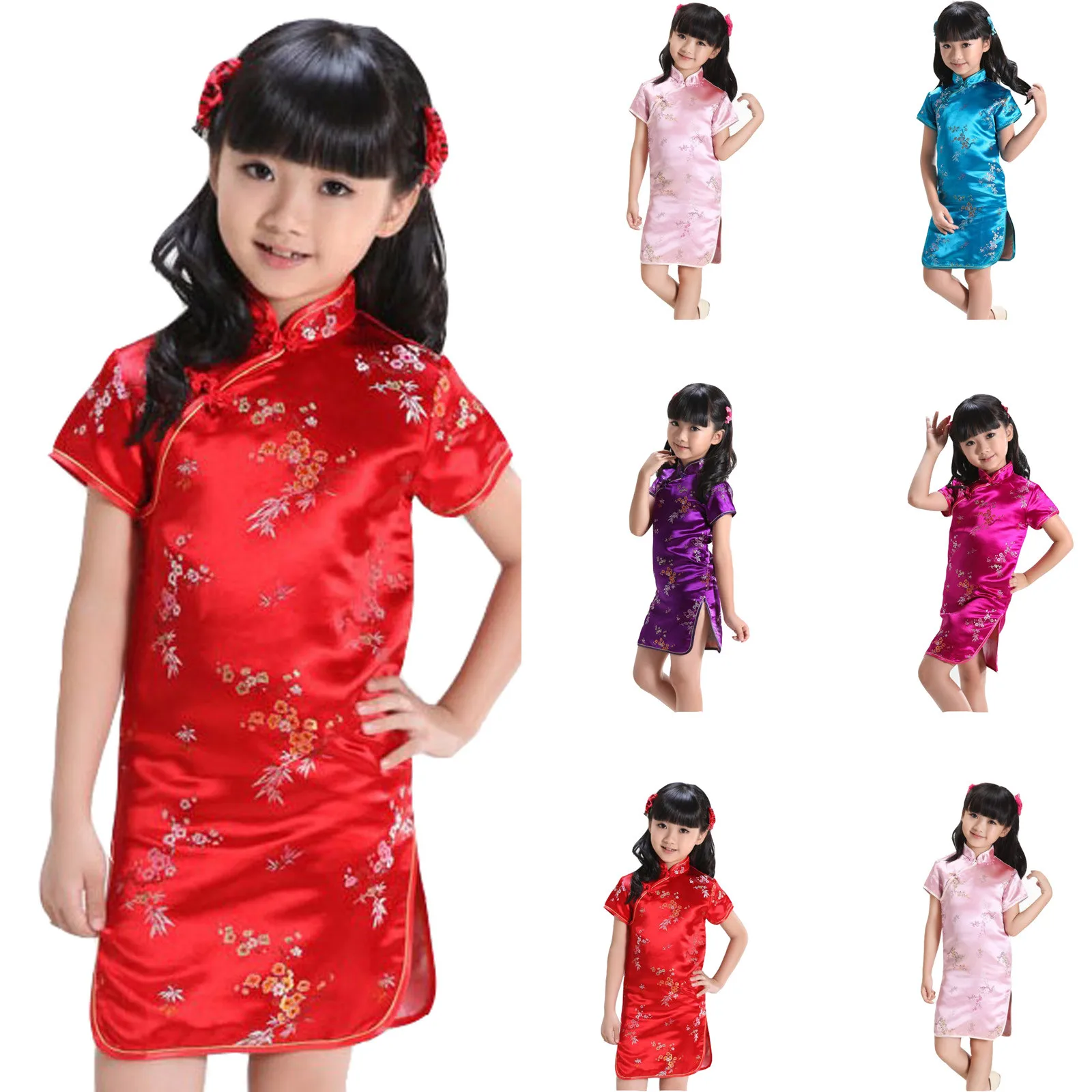 Qipao Girl Dress Chi-Pao Cheongsam New Year Gift Children Clothes Kids Dresses Girls Summer Clothing Wedding Princess Dress