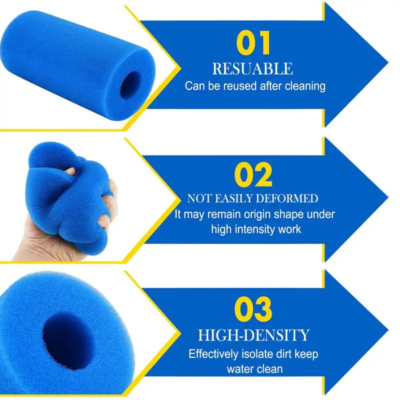 3PCS Swimming Pool Filter Foam Reusable Filter Sponge Cartridge Cleaner Foam Pool Filters Pool Clean Accessories