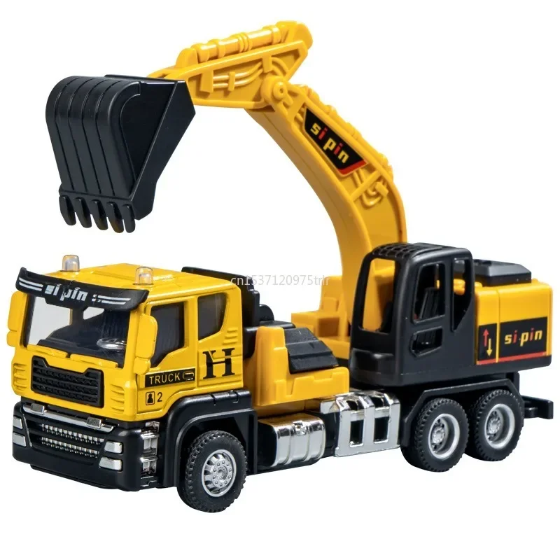 Diecast Engineering Vehicle Fire Engine Excavator Mixer Dump Car Model Simulation Alloy Head Dumper Tanker Toys for Kids Boy