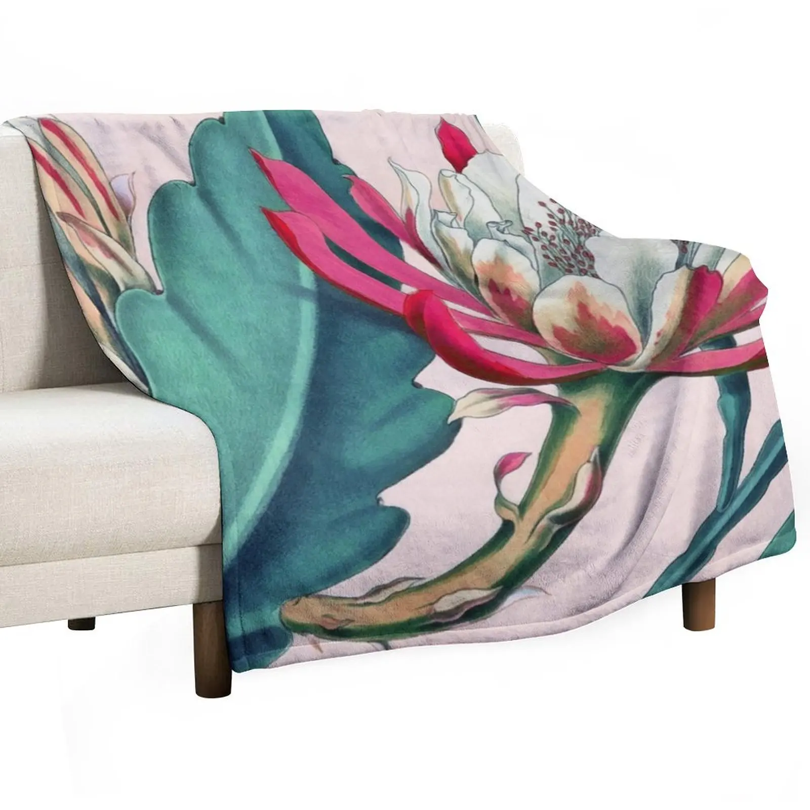 Flowering cactus Throw Blanket Flannel Sofas Blankets For Bed Winter beds Giant Sofa warm for winter Blankets