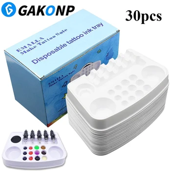 30 teile/schachtel Tattoo Tinte Tablett Einweg Pigment Palette Tablett Kunststoff Tinte Patrone Nadel Halter Kunst Design für Tattoo zubehör
