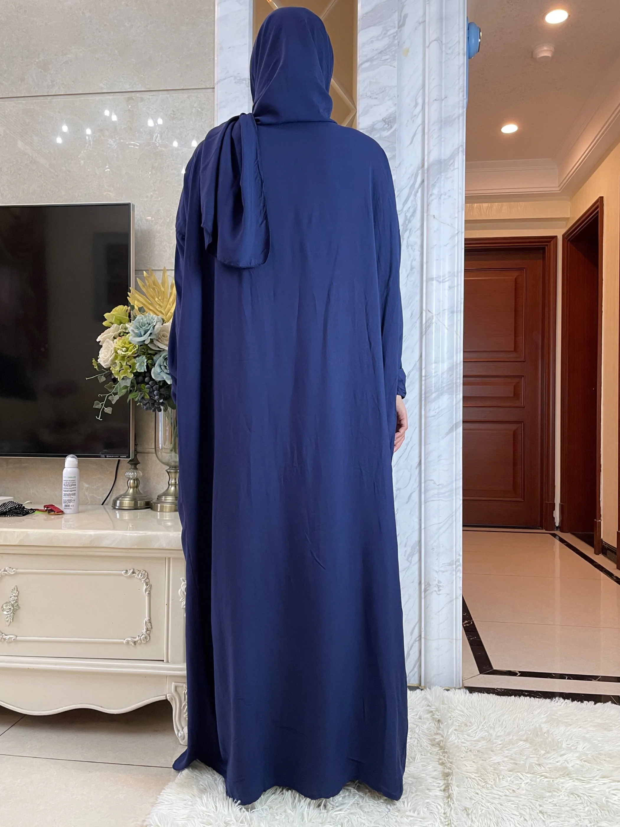 2023 New Muslim Women Hooded Abaya Turkey-African Cotton Prayer Garment Kaftan With Hijab  Dubai Saudi Robe In Ramadan