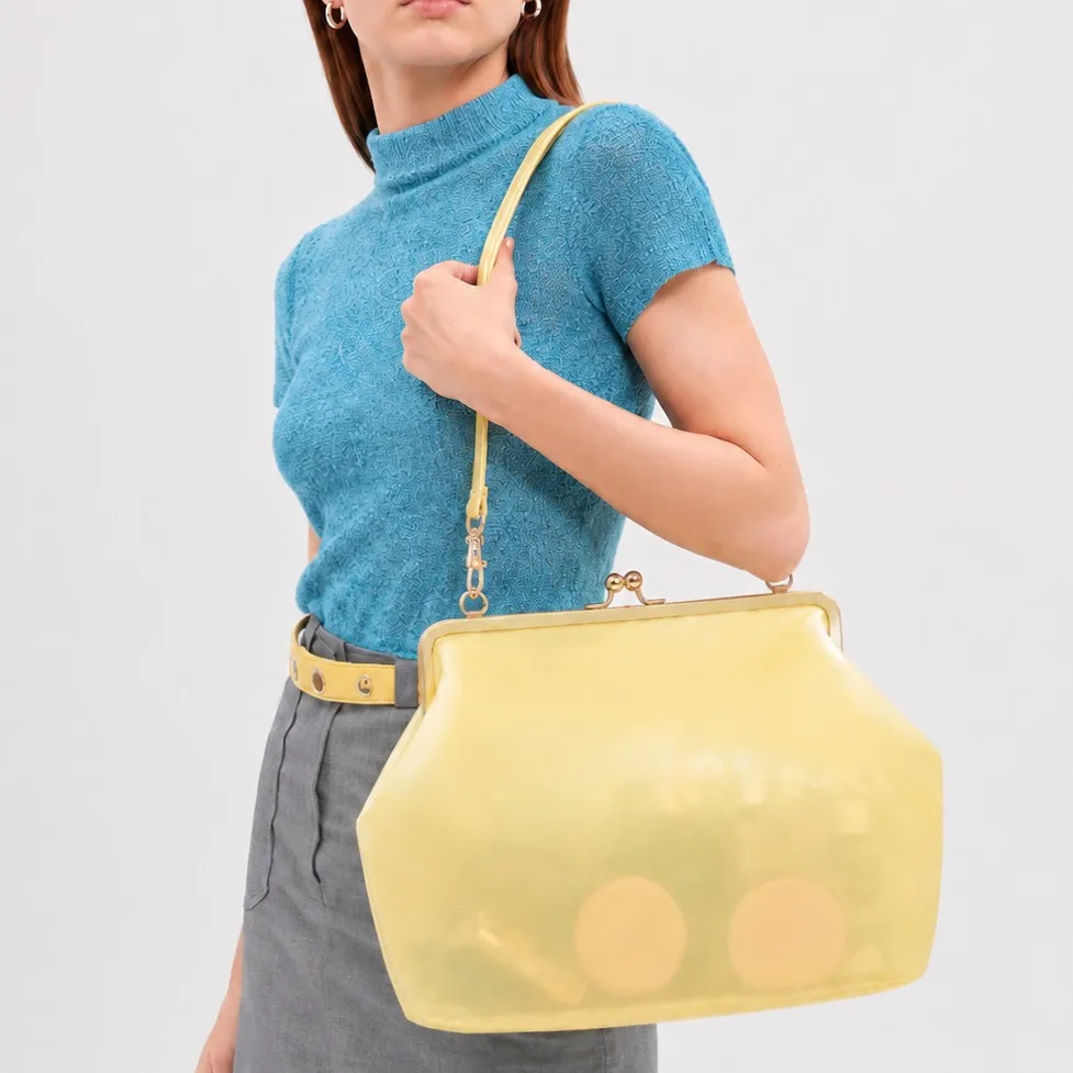 Korean Jelly Bag 2026 Transparent Kiss Lock Shoulder Bag for Woman Large Capacity Top Handle Bag Luxury Fashion Summer Polka Dot