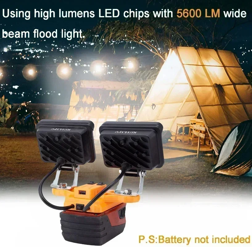 56W Outdoor LED Work Light For HILTI 22V B22 CPC Volt Lithium Battery w/USB Rechargeable Fast Charge (Not include battery)