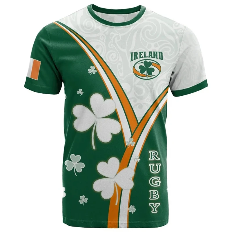 Ireland Shamrock Pattern T-Shirt 3D Printed T Shirt Men Women Clothing Casual Short Sleeve Tees O-Neck Pullover Tops Streetwear