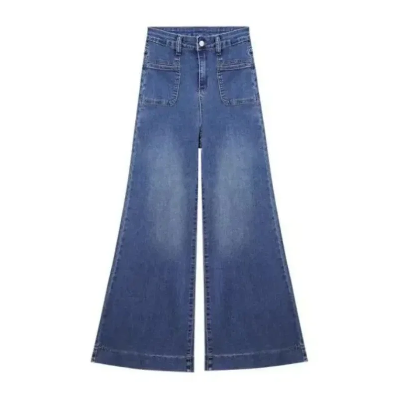 

Casual Wide Leg Jeans Women Denim Pants Vintage Denim Trousers Autumn Spring Fashion Female Bllue Straight Jeans Wide Leg Pants