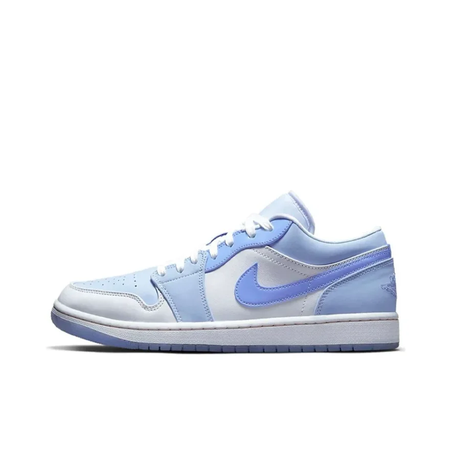 Jordan White and Blue Air Jordan 1 Versatile and Comfortable Low Top Retro Plate Shoes