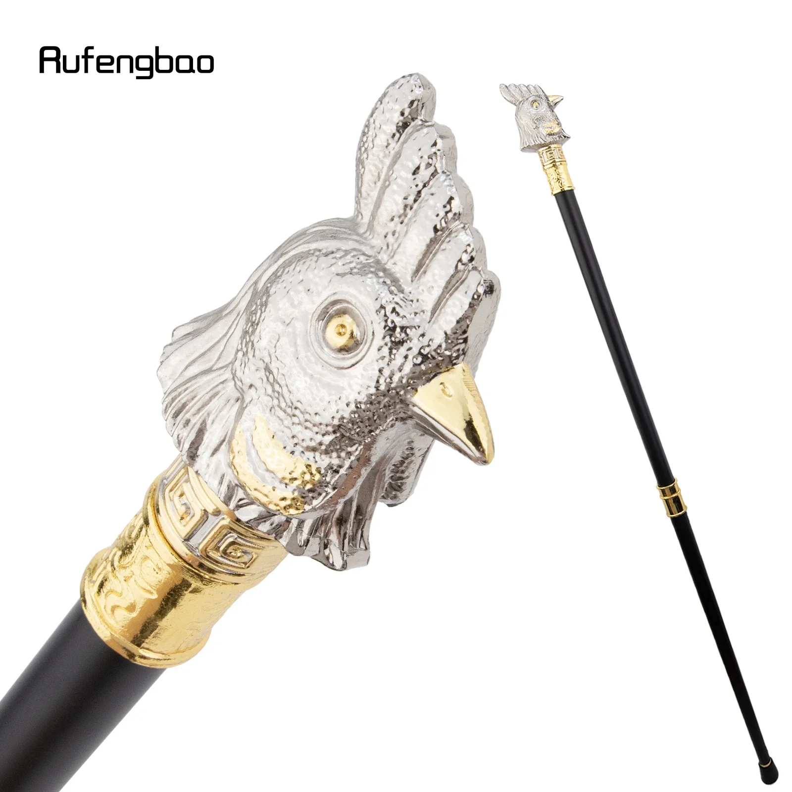 

Golden White Chicken Rooster Animal Fashion Walking Stick Decorative Cospaly Vintage Party Cane 93cm Performance Stage Cane