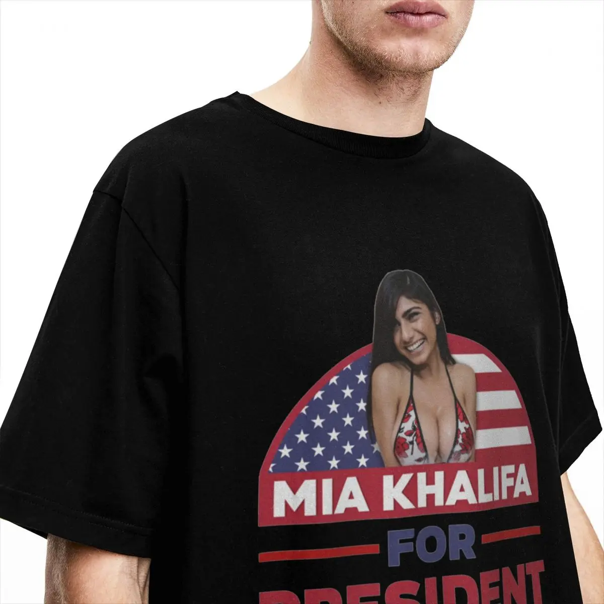 Mia Khalifa For President T Shirt Accessories for Men Women Pure Cotton Humor Round Neck Tee Shirt Short Sleeve Clothing Classic