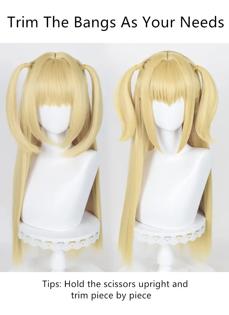 Anime Death note MisaMisa Cosplay Wig Misa Amane Long Blond Double Tails Heat Resistant Hair Hallowen Party Wigs + Wig Cap