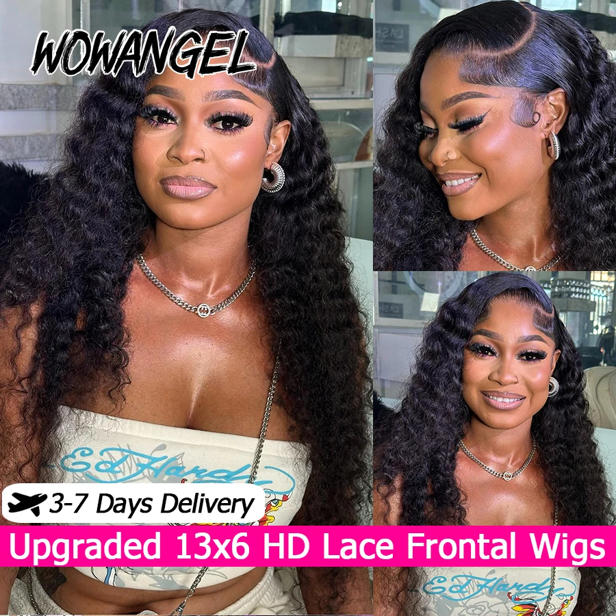 

250% бирманские вьющиеся 13X6 HD кружевные фронтальные парики Skinlike HD Полные фронтальные парики из человеческих волос Предварительно выщипанные бразильские вьющиеся парики для женщин