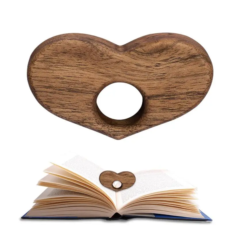 

Thumb Book Page Holder Love Shaped Wood Reading Bookmark Handcrafted Book Thumb Holder Novel Reading Accessories For Bookworms