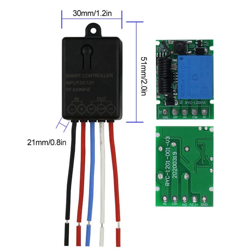 Top-433Mhz تيار مستمر 12 فولت 1CH العالمي المنزل الذكي اللاسلكية RF التحكم عن بعد التبديل وحدة الاستقبال التتابع وجهاز إرسال 433 ميجا هرتز