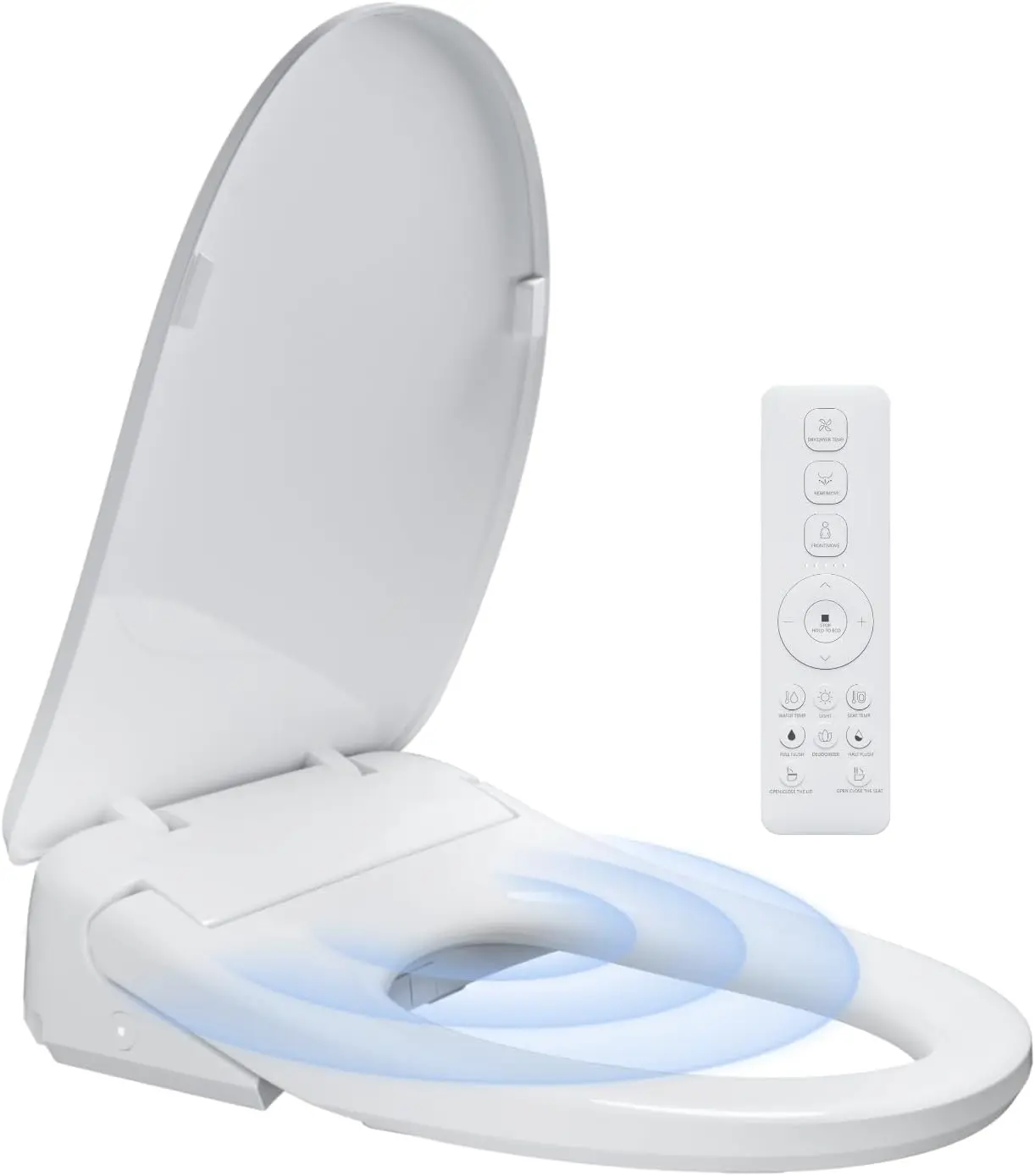 Close Bidet Toilet Seat, Elongated with Endless Warm Water, Seat Heating, Night Light, Warm Air Dryer