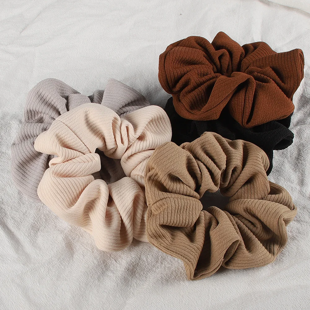 

Winter Corduroy Knitted Large Scrunchies Elastic Hair Bands Women Girls Stripe Fabric Ponytail Holder Hair Ties Hair Accessories