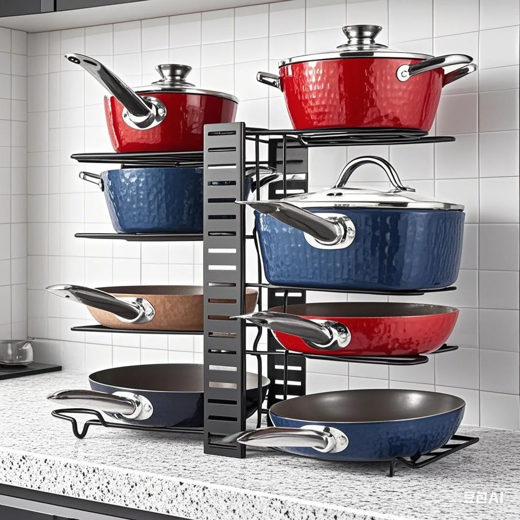 

Multi-Layer Iron Pot Lid Rack,Detachable Foldable Vertical Kitchen Storage Organizer, Kitchen Organizers and Storage 프라이팬 수납대