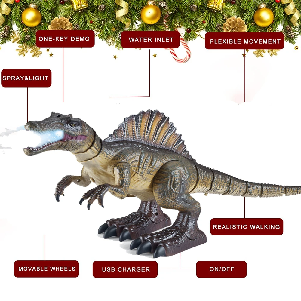 RC Spinosaurus toys will walk sound, light, electricity, large mob spray dinosaur simulation best Christmas gift