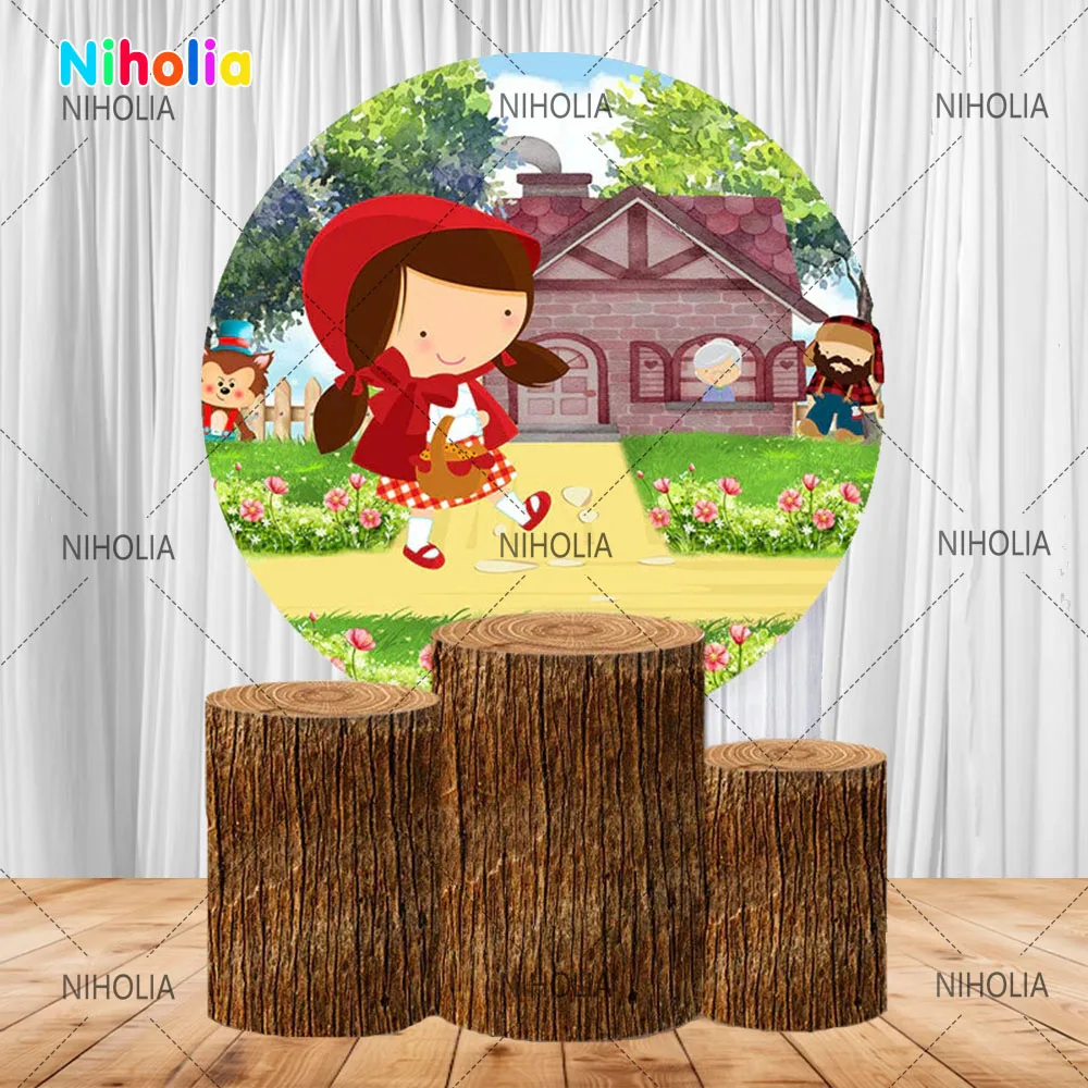 Little Red Riding Hoods Round Backdrop Birthday Decoration Photo Photography Background Party Cover Baby Shower Studio Prop